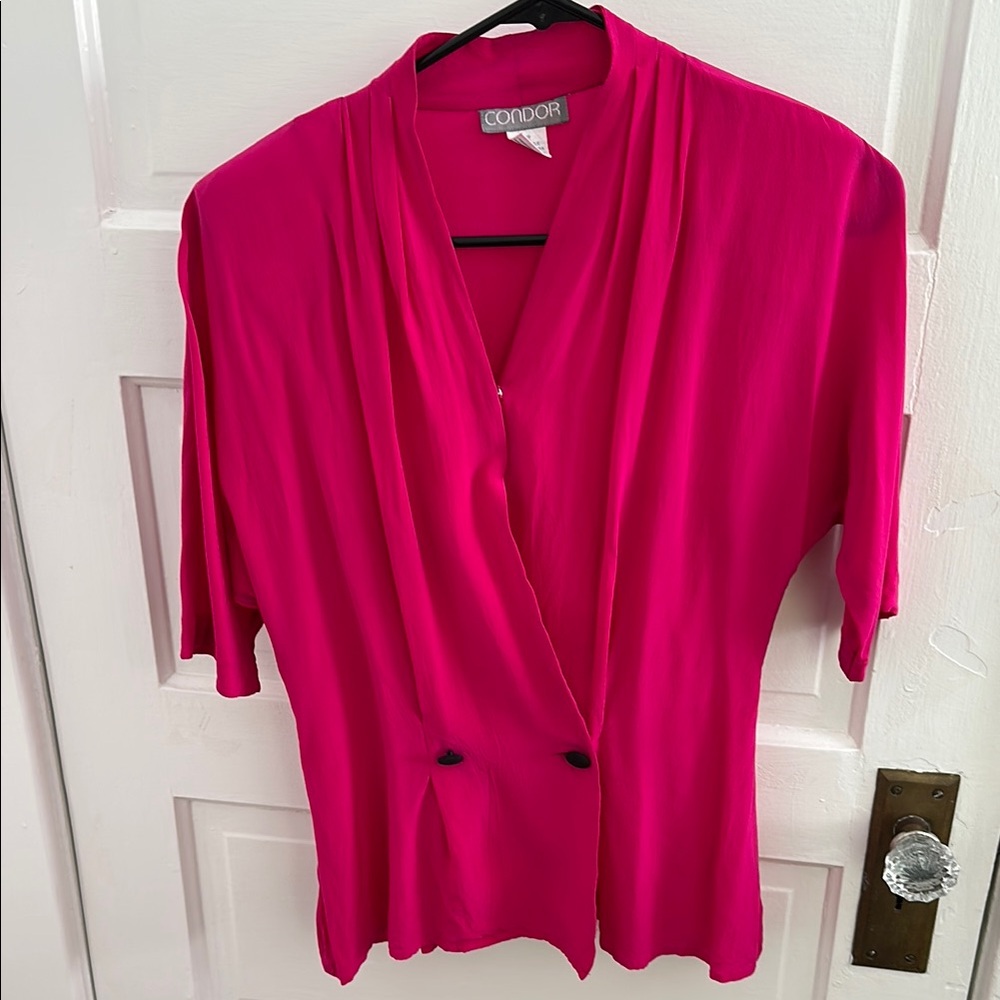 Condor Vintage Silk Blouse in Vibrant Pink